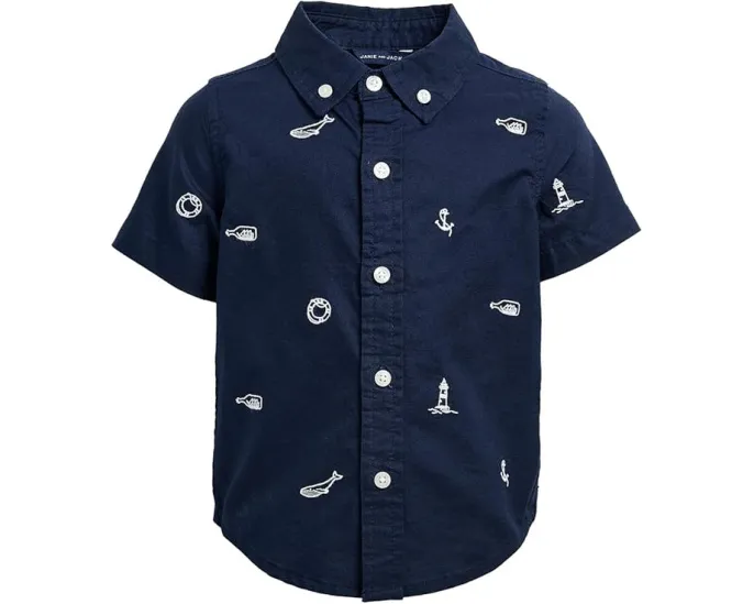 Детская рубашка Janie and Jack Embroidered Woven с коротким рукавом и вышивкой