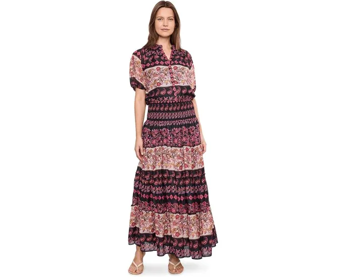 Юбка-миди CeCe Tiered Smocked Waist Midi Skirt с завышенной талией