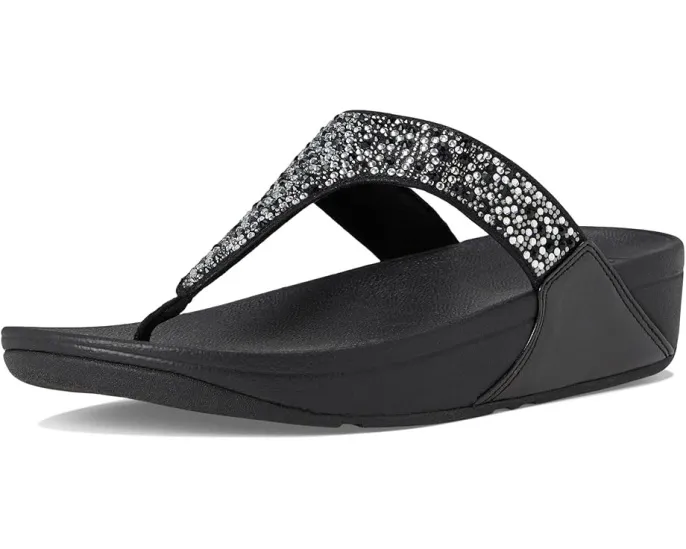 Сандалии FitFlop Lulu Crystal-Mix с микроволокном и клиновидным каблуком