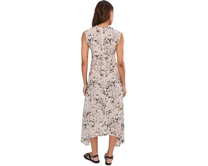 AllSaints платье Noor макси с асимметричным подолом и контрастной строчкой