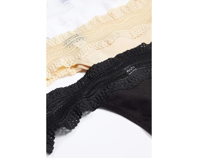 Трусы-стринги Cosabella Dolce Cotton 3-Pack из хлопковой смеси с кружевом