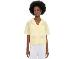 Повседневная рубашка с отложным воротником и коротким рукавом Vince Camuto Lemon Cream