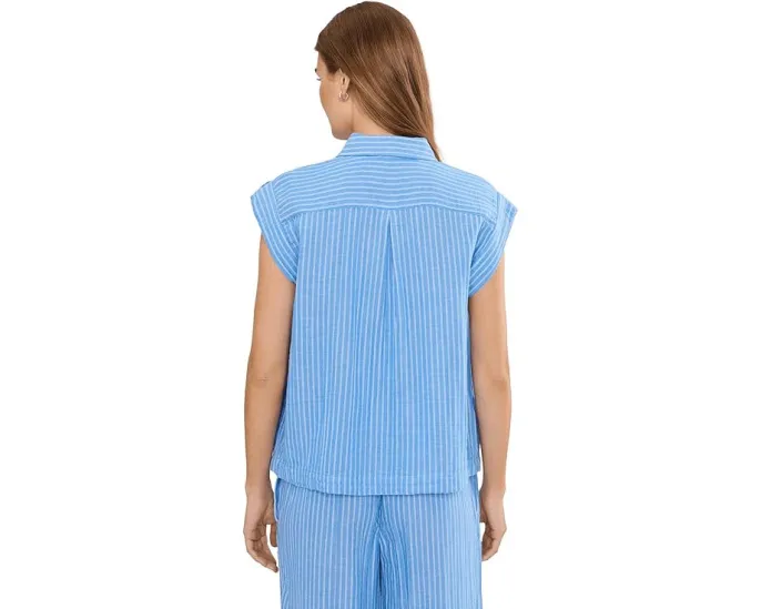 Полосатая рубашка Petite Striped Gauze Resort от NIC+ZOE из хлопка
