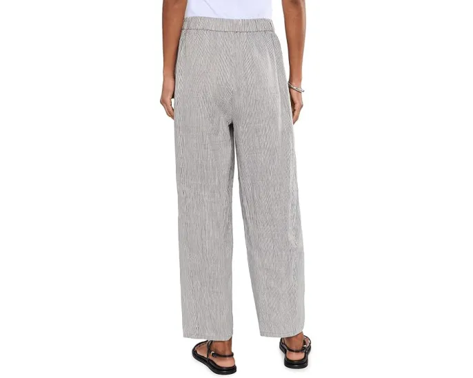 Striped Organic Linen Sheen Ankle Lantern Pants