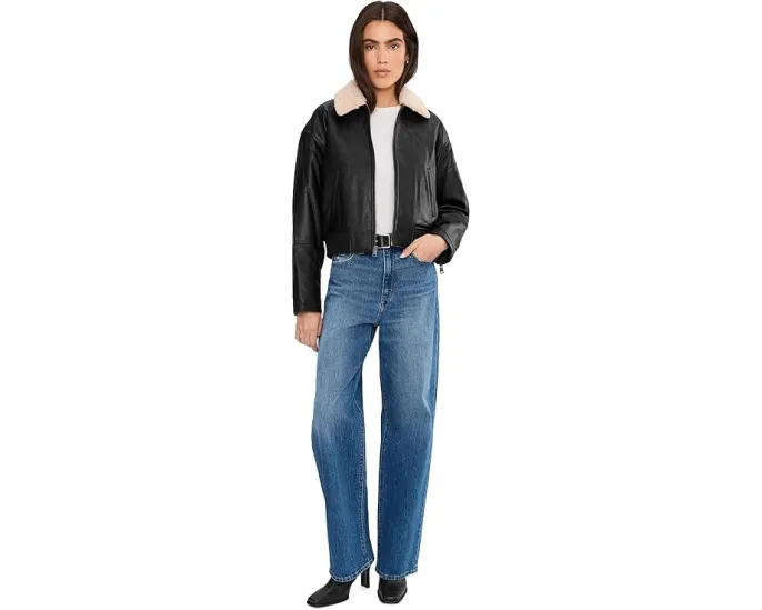 Куртка-бомбер Levi's из искусственной кожи с воротником из шерпи