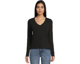 Lilla P Длинный топ с V-образным вырезом и отделкой из плотного хлопка Vintage Slub