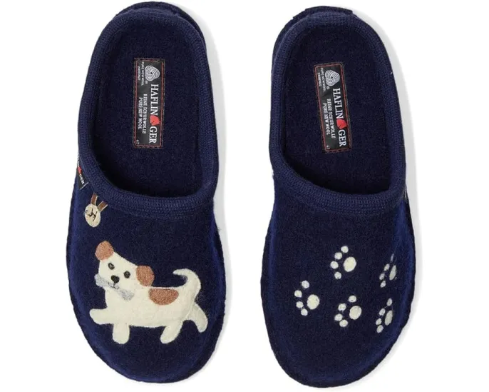 Тапочки Haflinger Fido из вареной шерсти с рисунком собаки