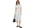Платье Calvin Klein Cap Sleeve с полосками и поясом