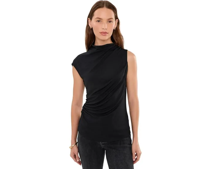 Топ Lauren Ralph Lauren Shirred Stretch Jersey Mock Neck с имитацией воротника