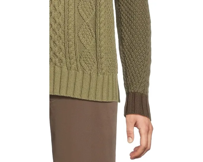 L.L.Bean Хлопковый свитер Fisherman с воротником-поло и цветными блоками в облегающем крое