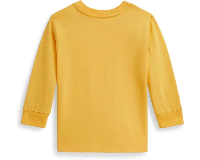 Хлопковая футболка Polo Ralph Lauren Kids с длинным рукавом и медвежонком для младенцев