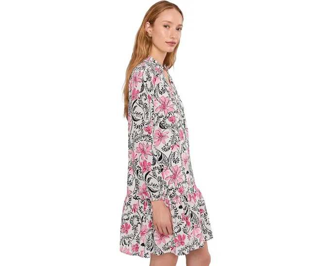 Платье Lilly Pulitzer Evaline из шелка с длинным рукавом и оборками