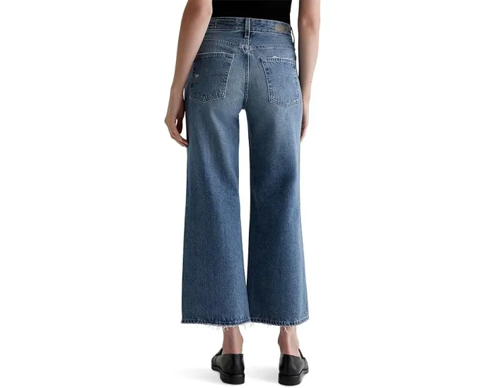 Джинсы AG Jeans Saige Mid Rise Wide Leg с широкими штанинами и укороченной длиной
