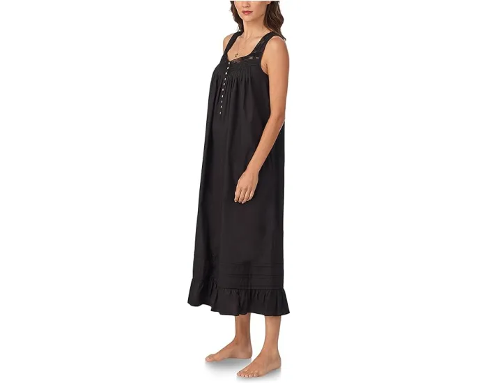 Ночная сорочка Eileen West без рукавов из хлопкового батиста с кружевом и бантом