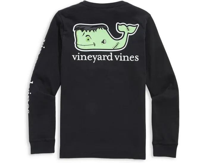 Длинная футболка Vineyard Vines Kids с карманом и светящимся в темноте принтом Franken-Whale