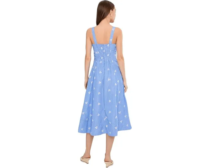 Миди-платье Avec Les Filles без рукавов с вырезом «сердечком» и вышивкой