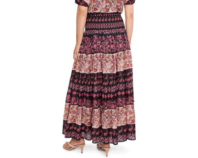 Юбка-миди CeCe Tiered Smocked Waist Midi Skirt с завышенной талией