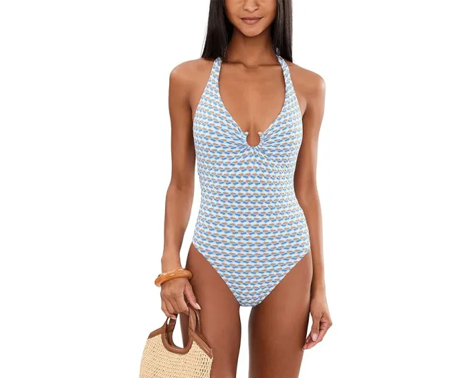 Купальник цельный Mala с кольцом и халтером от Seafolly на завязках