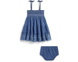 Платье и шорты-блумеры для младенцев из джерси с ажурной вышивкой Polo Ralph Lauren Kids