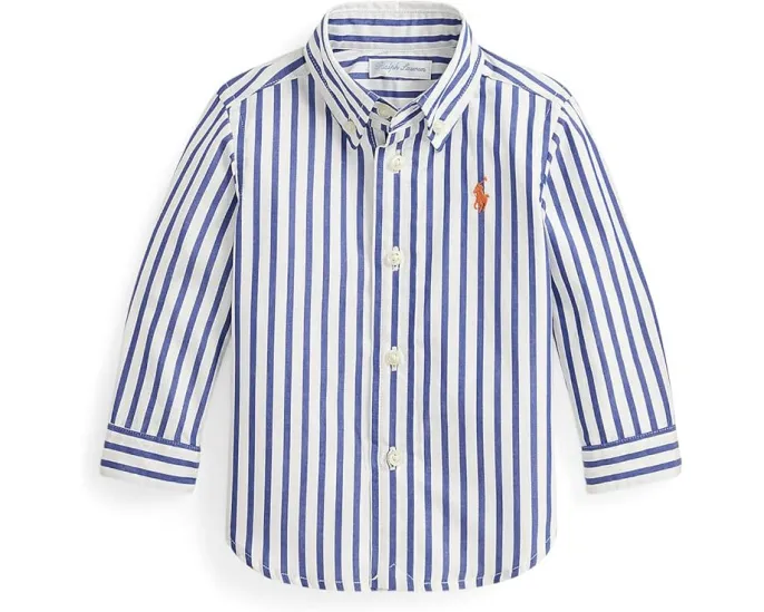 Детская рубашка в полоску Polo Ralph Lauren Kids из хлопкового поплина с вышитым пони