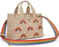 Сумка-тоут COACH Cargo Tote Bag 26 с вышивкой радуги и съемным ремнем