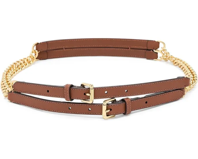 Lauren Ralph Lauren ремень Stacked Chain из кожи с цепочкой