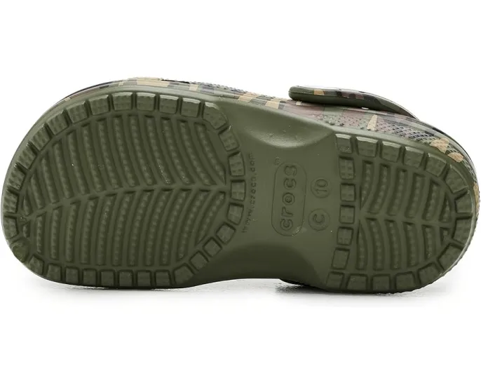 Кроксы Crocs Kids Classic Camo с камуфляжным принтом и регулируемым ремешком