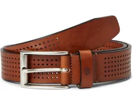 Ремень Johnston & Murphy Full Perforated из натуральной кожи с никелевой пряжкой