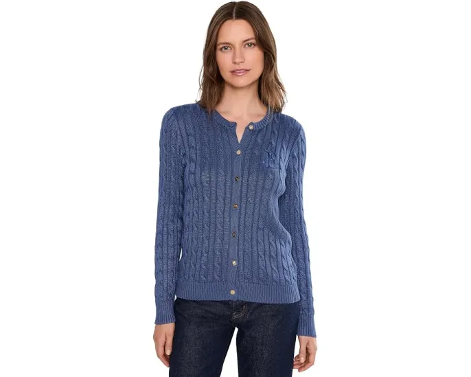 Кардиган Lauren Ralph Lauren с косами из хлопка с вискозой кремовый