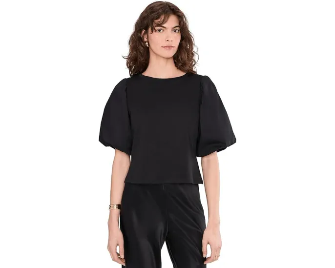 Вязаный топ Vince Camuto с круглым вырезом и рукавами-буфами