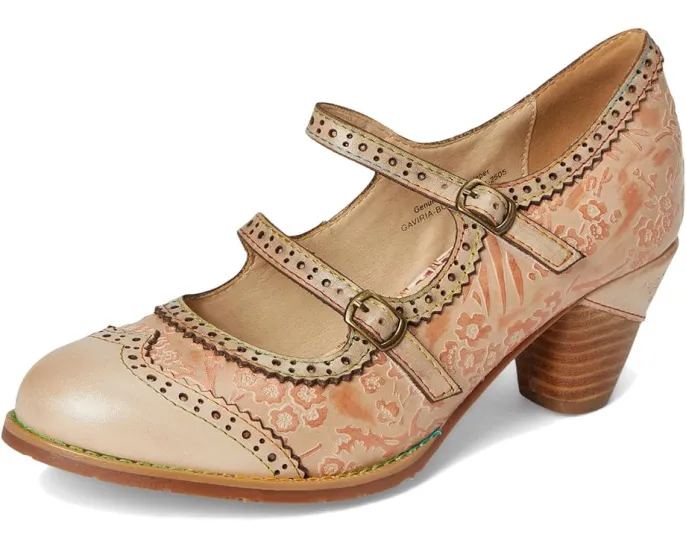 Туфли L'Artiste by Spring Step Gaviria Mary Jane с цветочным тиснением и двойным ремешком