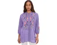 Johnny Was Туника Henley с вышивкой и длинным рукавом