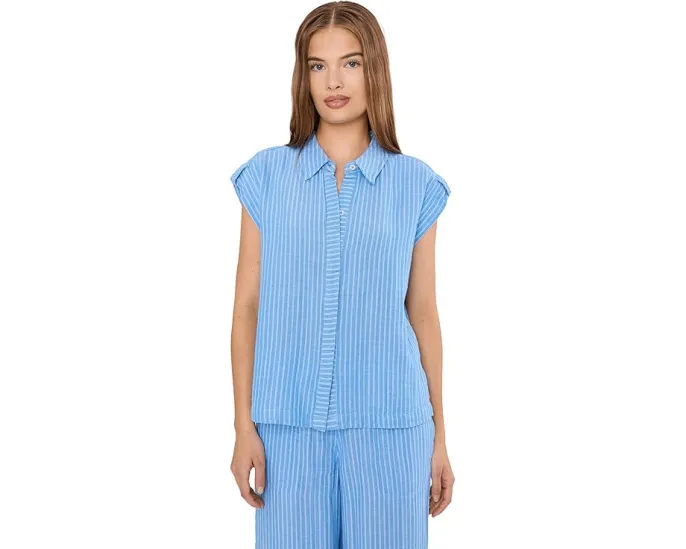 Полосатая рубашка Petite Striped Gauze Resort от NIC+ZOE из хлопка