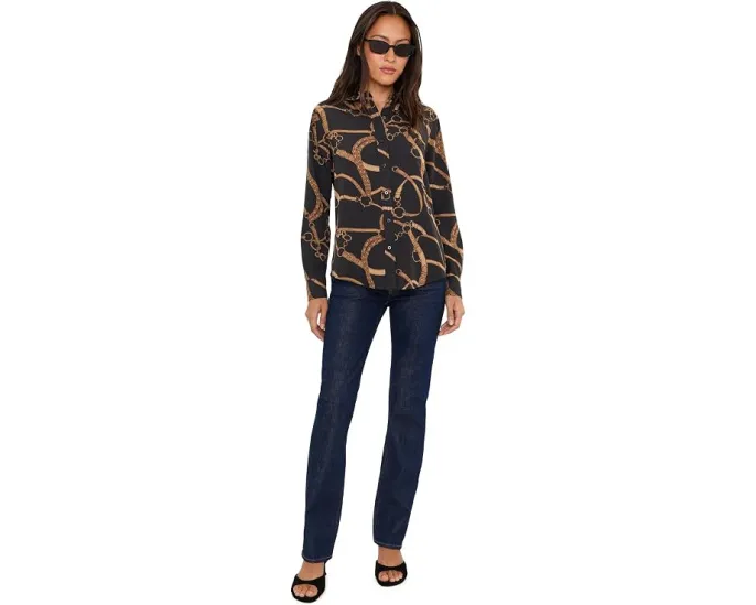 Блуза Petite Classic Fit с поясным принтом из крепа Lauren Ralph Lauren