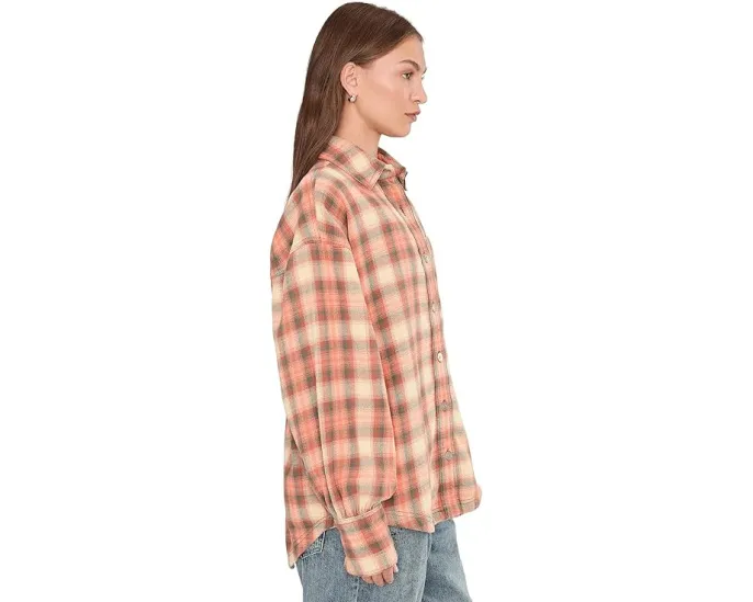 Рубашка Free People Ashley в клетку из фланели оверсайз