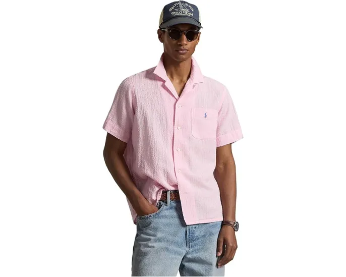 Рубашка из льняной смеси с фактурой с воротником-кэмп Polo Ralph Lauren