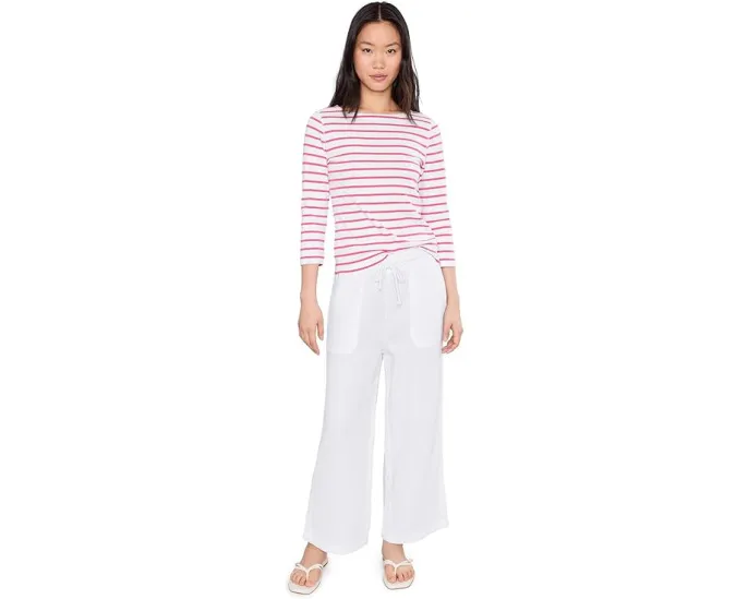 Lilla P Топ с лодочкой и рукавом 3/4 в рубчатую полоску