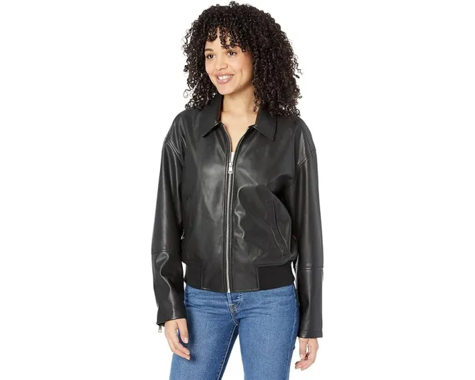 Кожаная куртка-бомбер Laydown с отложным воротником Levi's