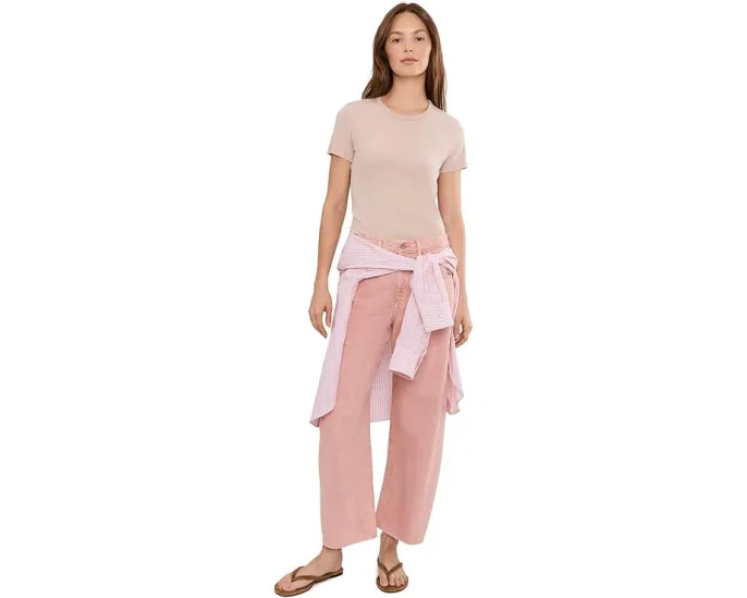 Джинсы Hattie High-Rise Crop Barrel AG Jeans из серо-розовой ткани Sulfur Sparkling Rose с зауженным кроем