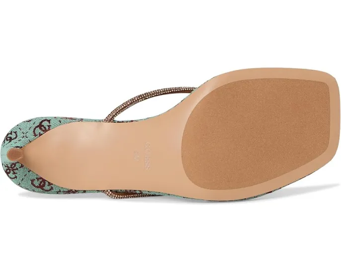 Босоножки GUESS Mayan на тонком каблуке с ремешком стразами