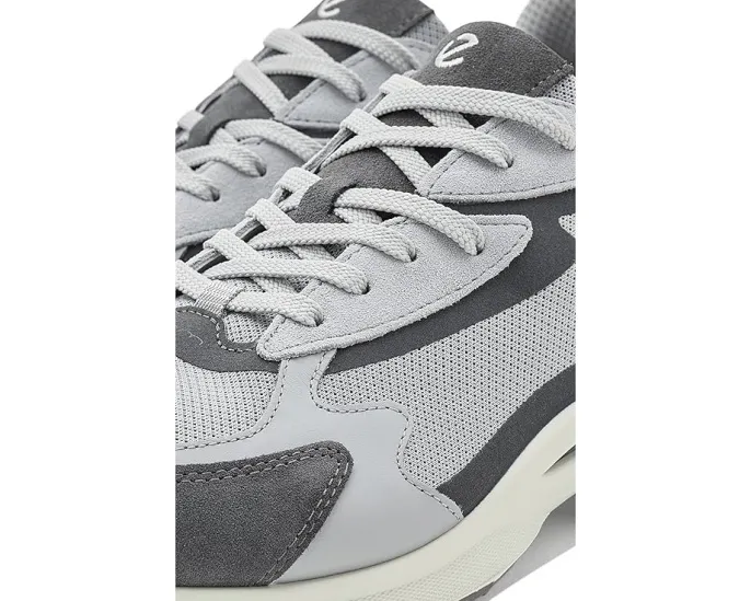ECCO Biom Energi Sporty Lace-Up серые кроссовки из кожи и текстиля