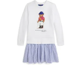 Платье Polo Bear с полосатой юбкой из флиса для старших детей Polo Ralph Lauren