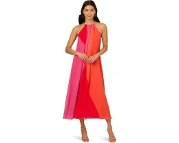 Платье Adrianna Papell из шифона с цветными блоками и цепочкой