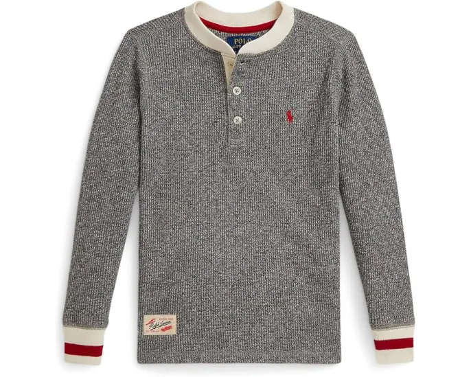 Хлопковая рубашка-хенли Waffle-Knit Polo Ralph Lauren Kids для малышей и младших детей