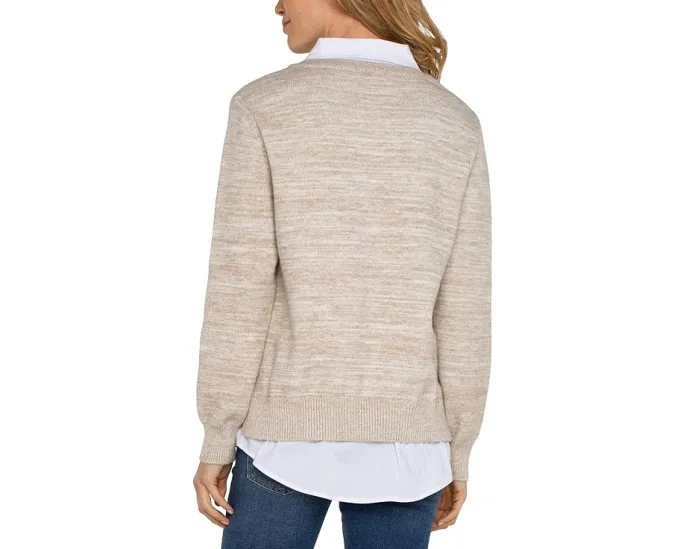 Свитер Liverpool Los Angeles Long Sleeve Two-Fer Collared из меланжевой пряжи