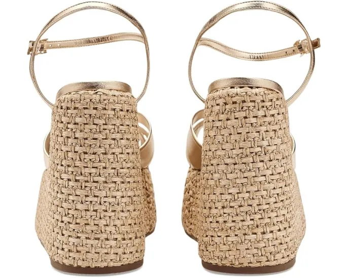 Босоножки-клинья Schutz Keefa Metallic с текстурированной рафией