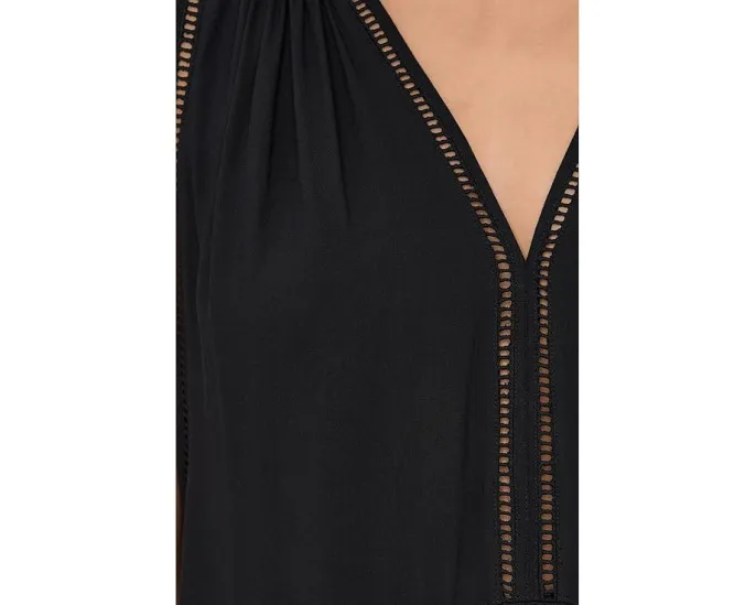 Мини-платье Seafolly Beach Basics с лестничной отделкой и V-образным вырезом