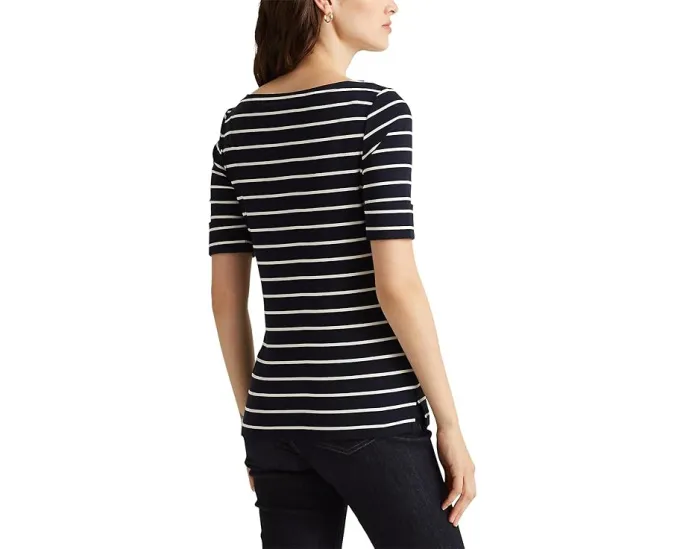 Полосатый топ Lauren Ralph Lauren с лодочкой и рукавом три четверти