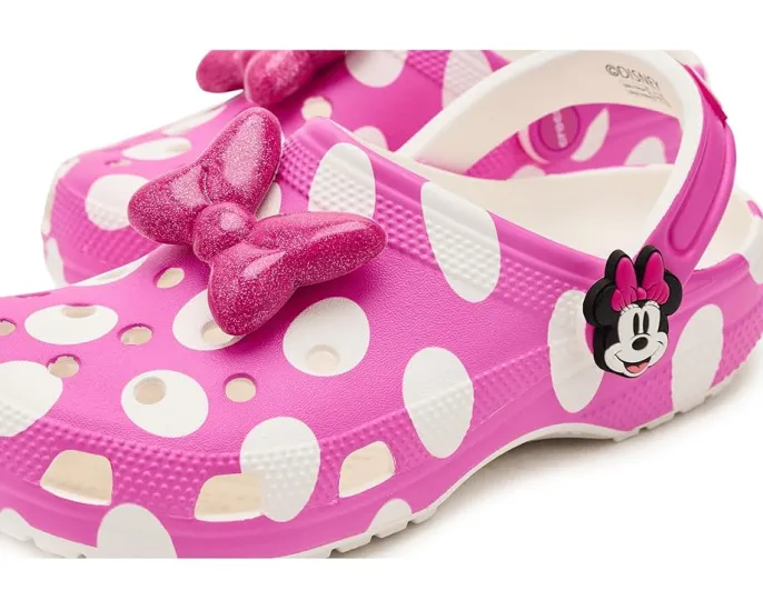 Кроксы Crocs Kids Disney Микки Маус с розовым бантом и стразами