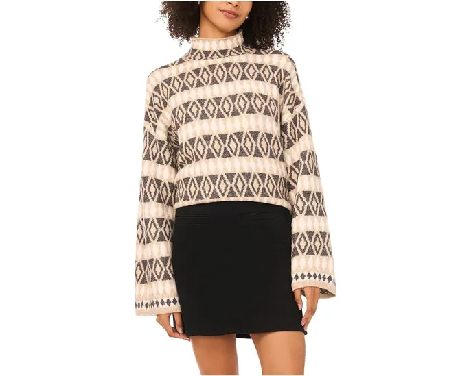 Свитер с высоким воротником и ромбовидным узором Vince Camuto